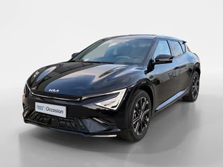 Kia EV6 GT-Line Business Edition 84 kWh | Rijdende Demo ! | Draadloos Apple Carplay / Android Auto | Navigatiesysteem | Elektrisch Verstelbare voorstoelen | Licht + Regensensor | Stoelverwarming+ Stoelkoeling | Stuurverwarming | Elektrisch Bedienbare Achterklep | 19"Lichtmetalen Velgen | Lederen Bekleding.