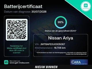 Nissan Ariya Evolve 91 kWh | SOH 99% | Panoramadak | Trekhaak | ACC | HUD | Voorstoelen verwarmd en geventileerd | Warmtepomp | 360 Camera | 19" / 2