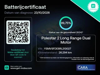 Polestar 2 Long Range Dual Motor 82 kWh | SOH 99,75% | AWD | Wegklapbare trekhaak | Memory Stoelen | 20" LM-Velgen | 360 Camera | ECC | Parkpilot | Elektrische Achterklep / 41