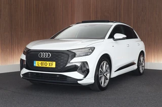Audi Q4 e-tron 40 Launch edition S Competition 204pk 77 kWh SOH 87% Trekhaak Camera Leder Keyless Stoelverwarming ACC Panoramadak S-Line