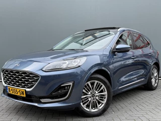 Ford Kuga BWJ 2021 2.5 225 PK PHEV Vignale FULL LED | LEDER | STOEL+STUUR VERW. | PANODAK | ELEKTR. STOELEN | ELEKTR. ACHTERKLEP | CAMERA | NAVI | CLIMA | CRUISE | CARPLAY + ANDROID | KEYLESS | LMV | PDC